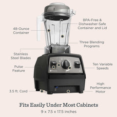 Vitamix Propel Series 510 Blender with Three Blending Programs, Professional-Grade Blender for Smoothies and More, Stainless-Steel Blades, Self-Cleaning Kitchen Appliance, 48 Oz Container, White