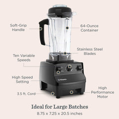 Vitamix 5200 Blender, Professional-Grade Blender for Smoothies, Soups, Ice Cream and More, Stainless-Steel Blades, Self-Cleaning Kitchen Appliance, 64 Oz Container, Red
